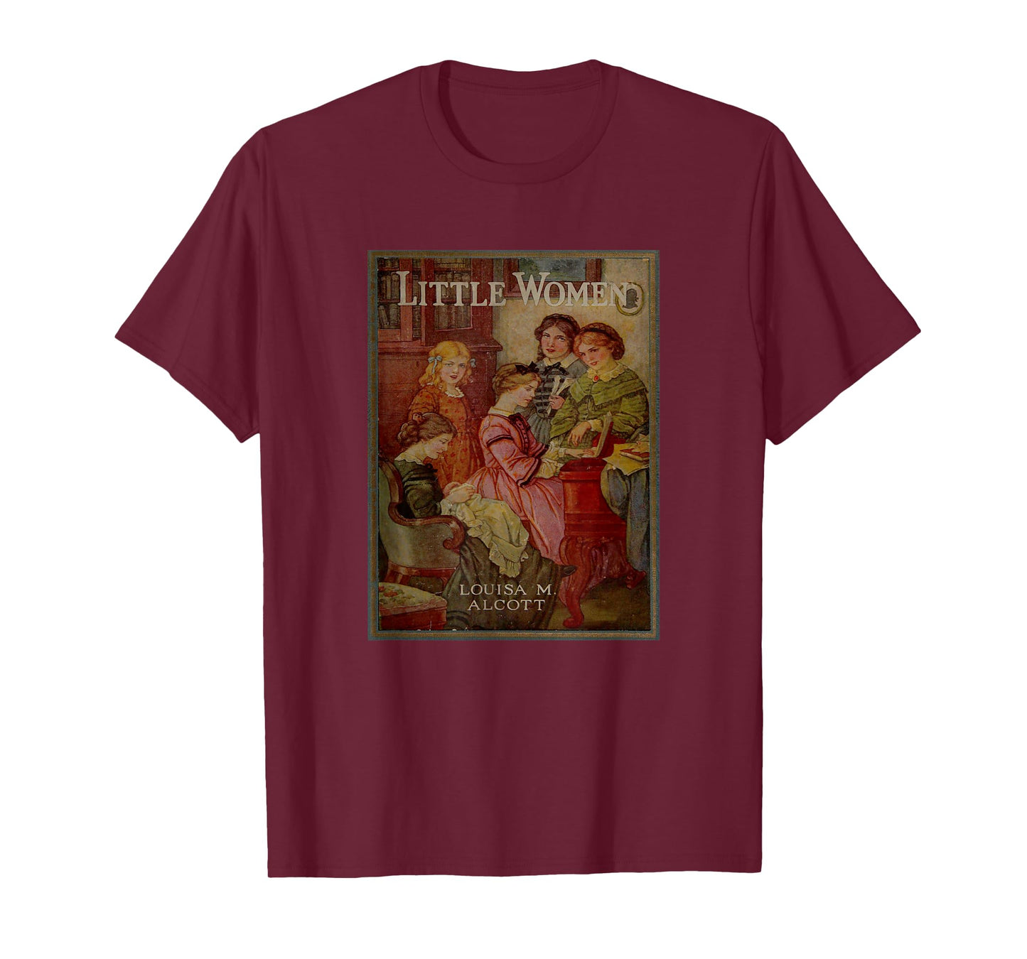 Louisa May Alcott Coming of Age Novel Little Women Book Cover T-Shirt, Small, Black