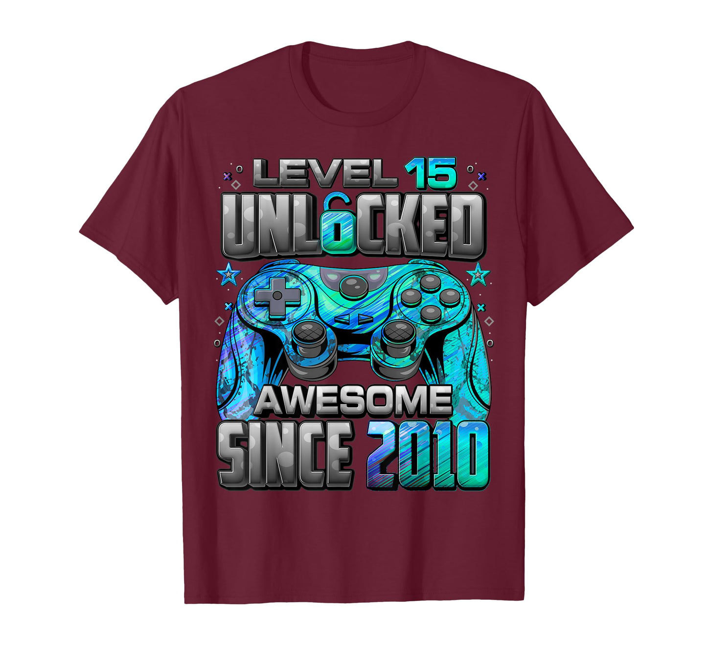 Level 15 Unlocked Awesome Since 2010 15th Birthday Gaming T-Shirt