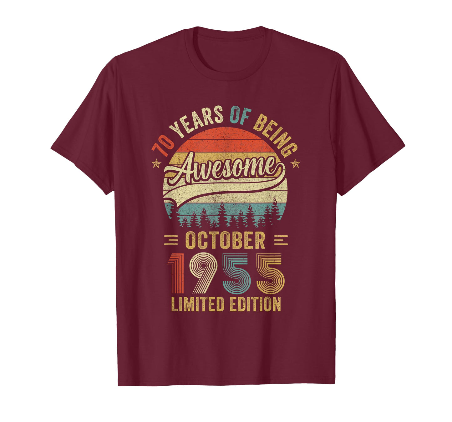 Vintage October 1955 Old 70Th Birthday Men Women T-Shirt