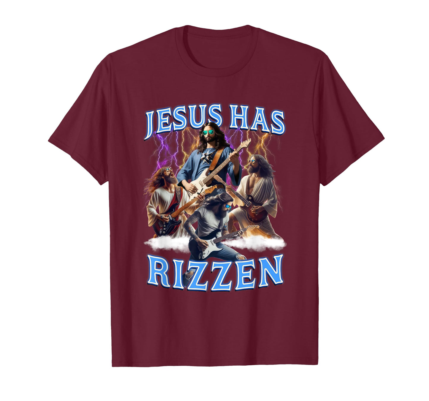 Jesus Has Rizzen Vintage Christian Electric Guitar Jesus Men T-Shirt
