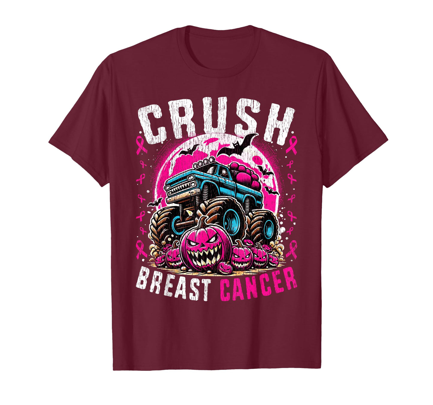 Breast Cancer Awareness Monster Truck Halloween Kids Toddler T-Shirt