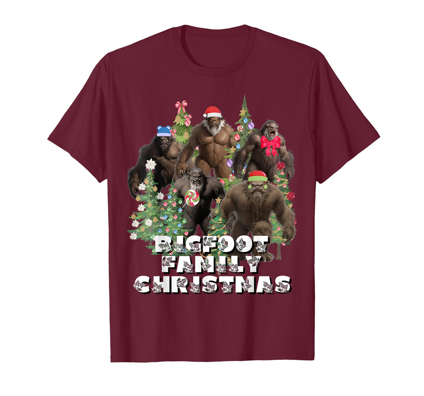 Bigfoot Family Christmas Funny Holiday Themed Gift T-Shirt