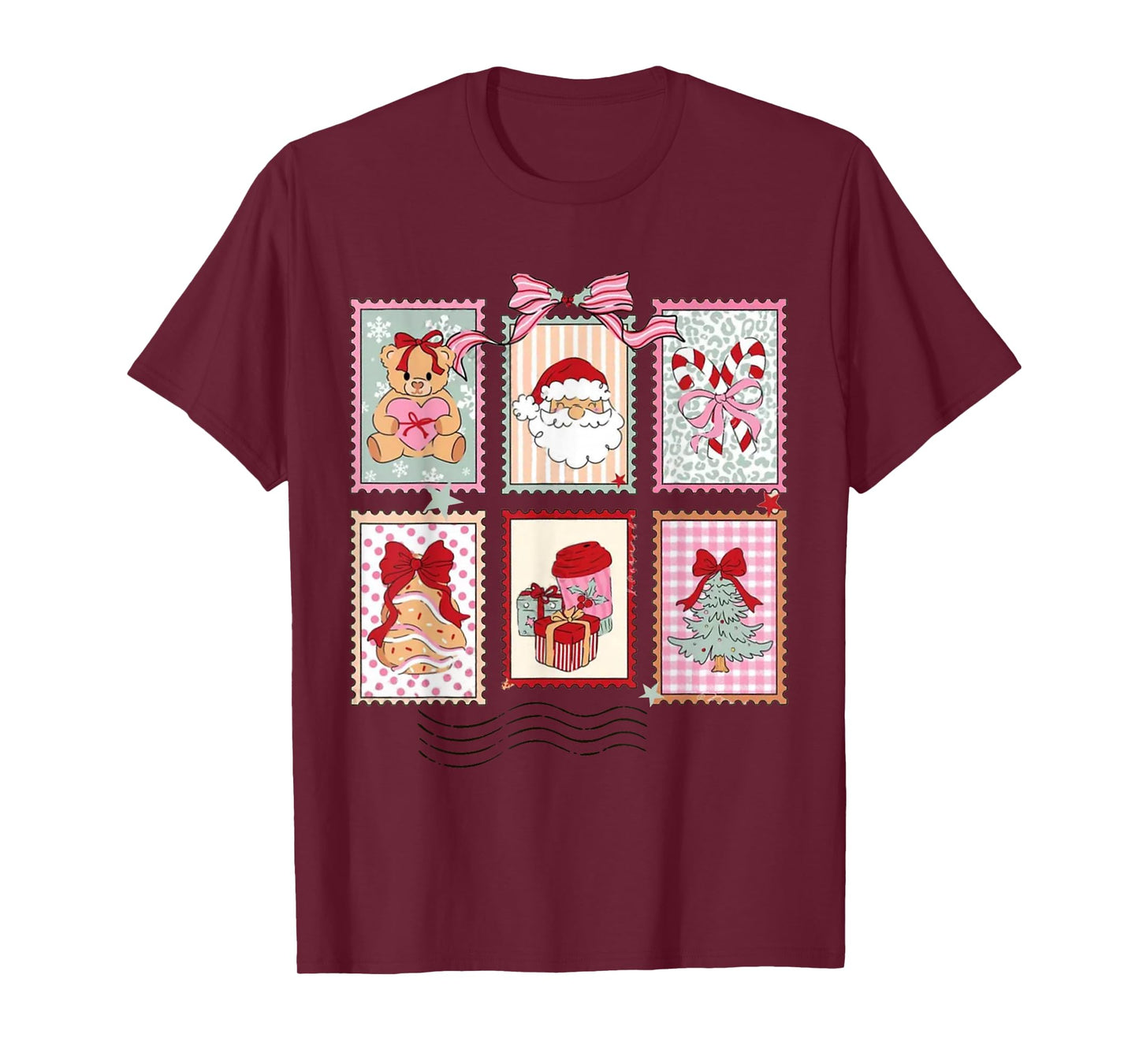 Vintage Santa Holiday Postage Stamps Merry Christmas T-Shirt