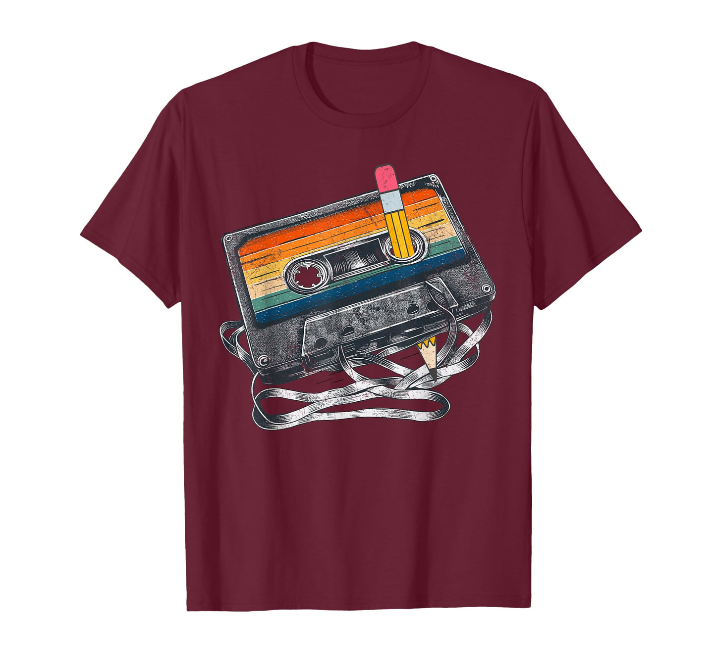 Retro 80s Cassette Tape Pencil 1980s Vintage Throwback Music T-Shirt