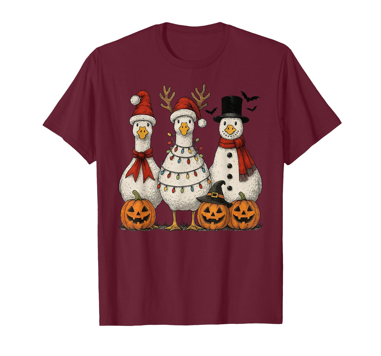 Vintage Christmas Goose Funny Santa Goose Xmas Light T-Shirt