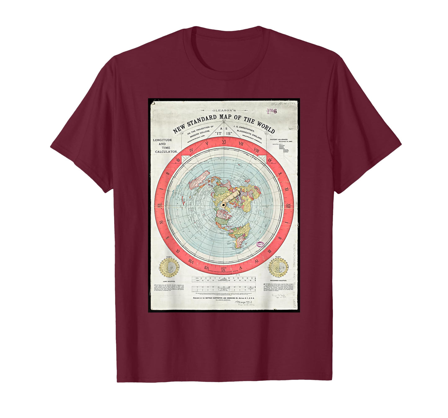Gleason's new standard map of the world globe T-Shirt