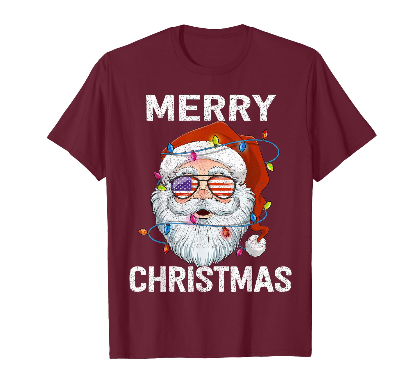 Merry Christmas Santa USA Flag Christmas Xmas Men Women T-Shirt