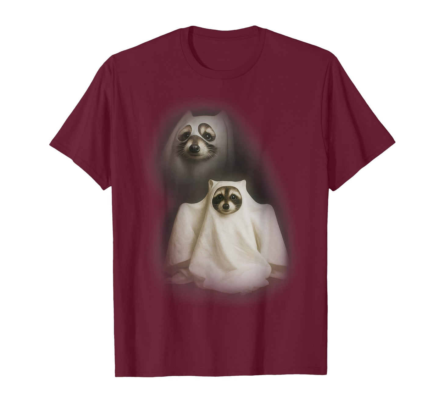 Vintage Ghost Racoon Peekaboo Funny Halloween Meme T-Shirt