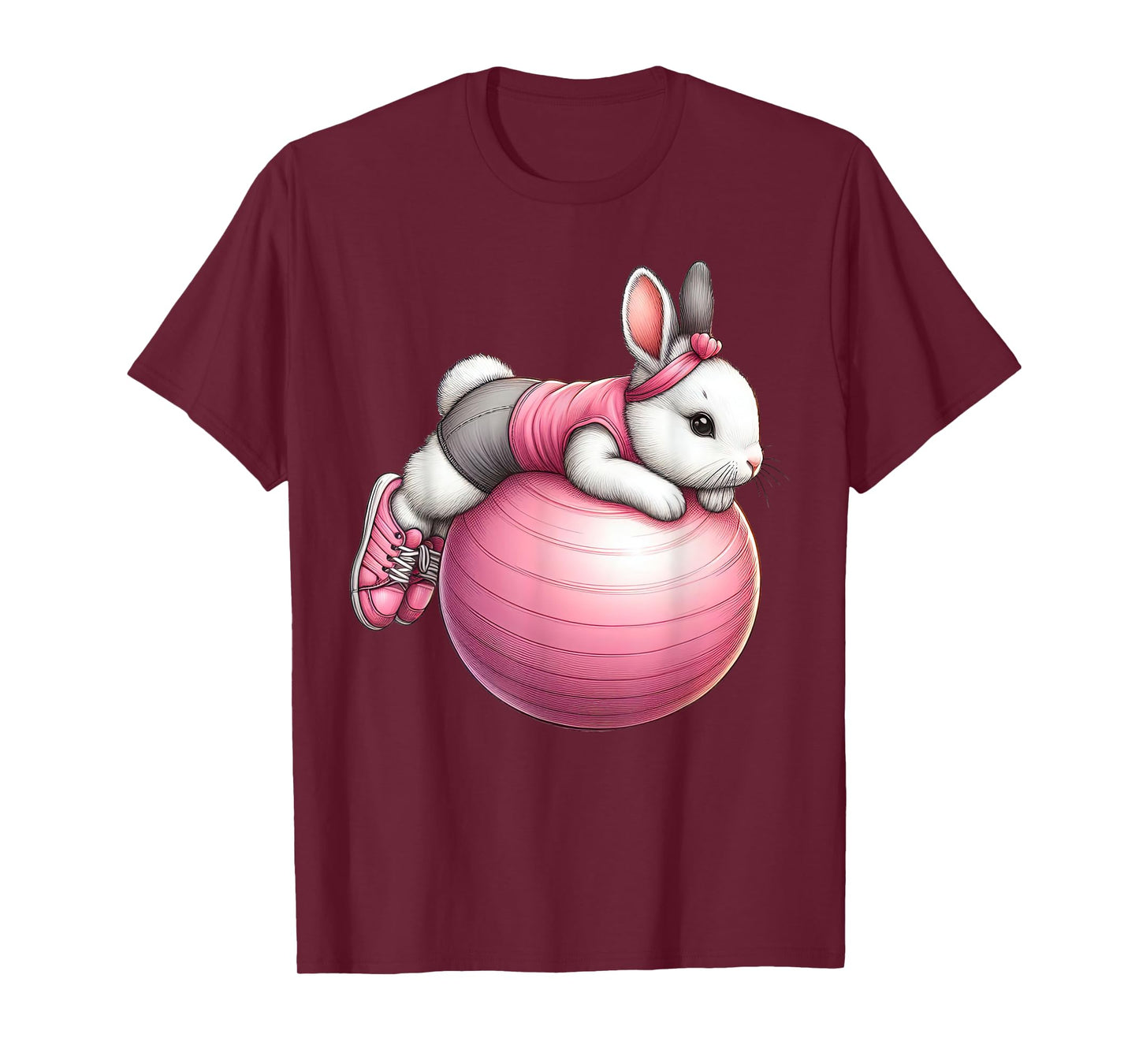 Easter Bunny on Exercise Ball Gym Fitness Workout Training T-Shirt