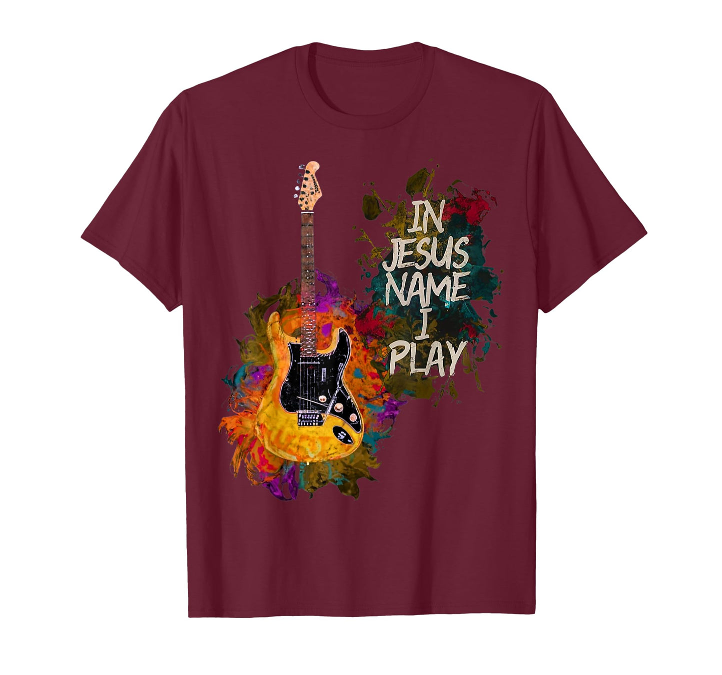 In Jesus Name I Play Guitar Christian Guitar Player Vintage T-Shirt
