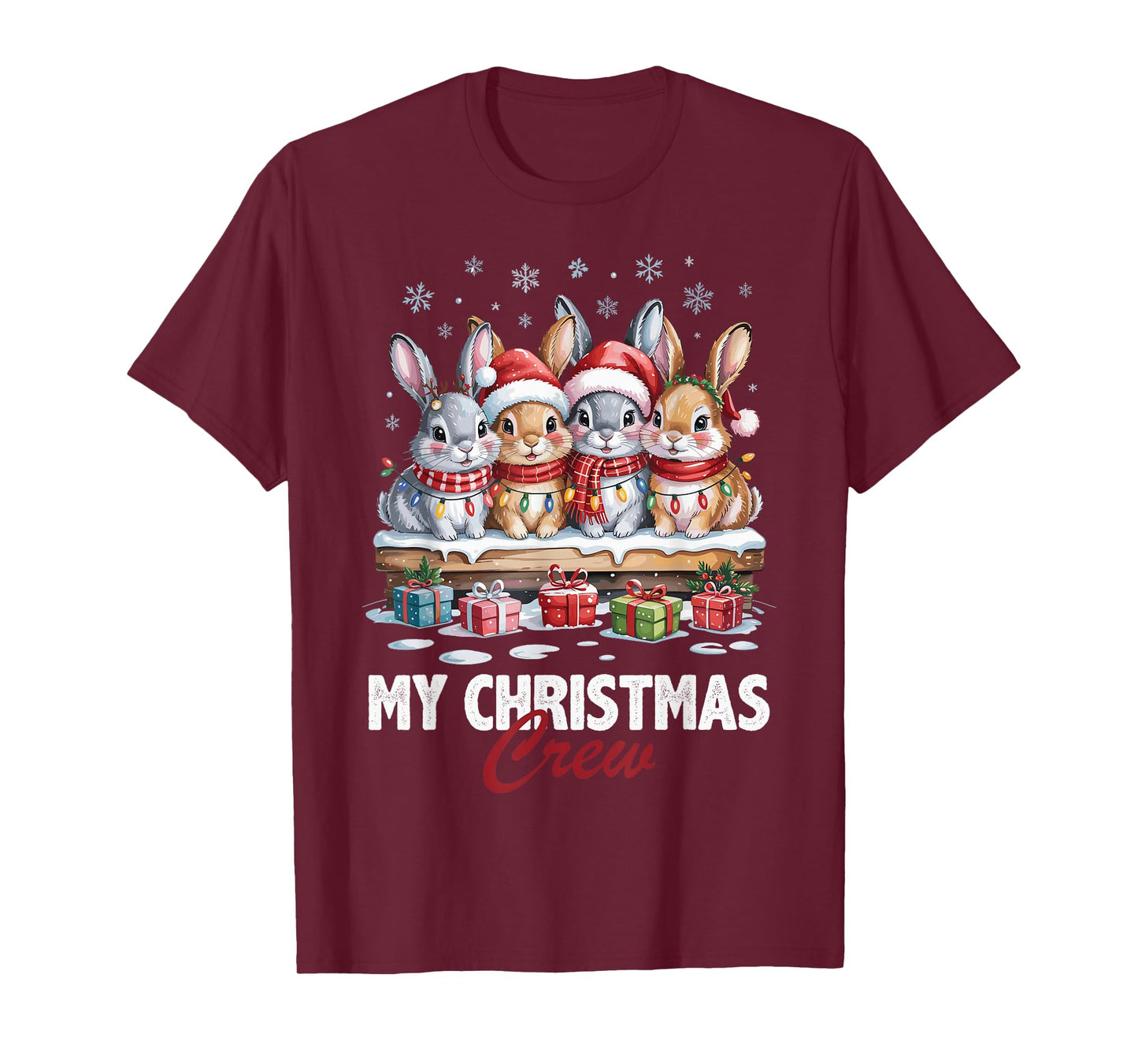 Rabbit Christmas Crew Cute Pet Lovers Funny Holiday Pajama T-Shirt