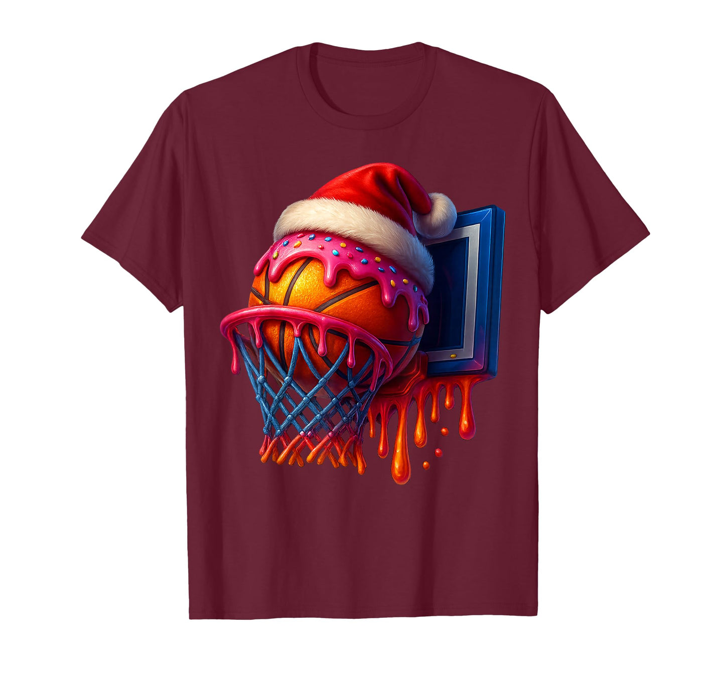 Christmas Basketball Tee Santa Reindeer Sports Men Boys Kids T-Shirt