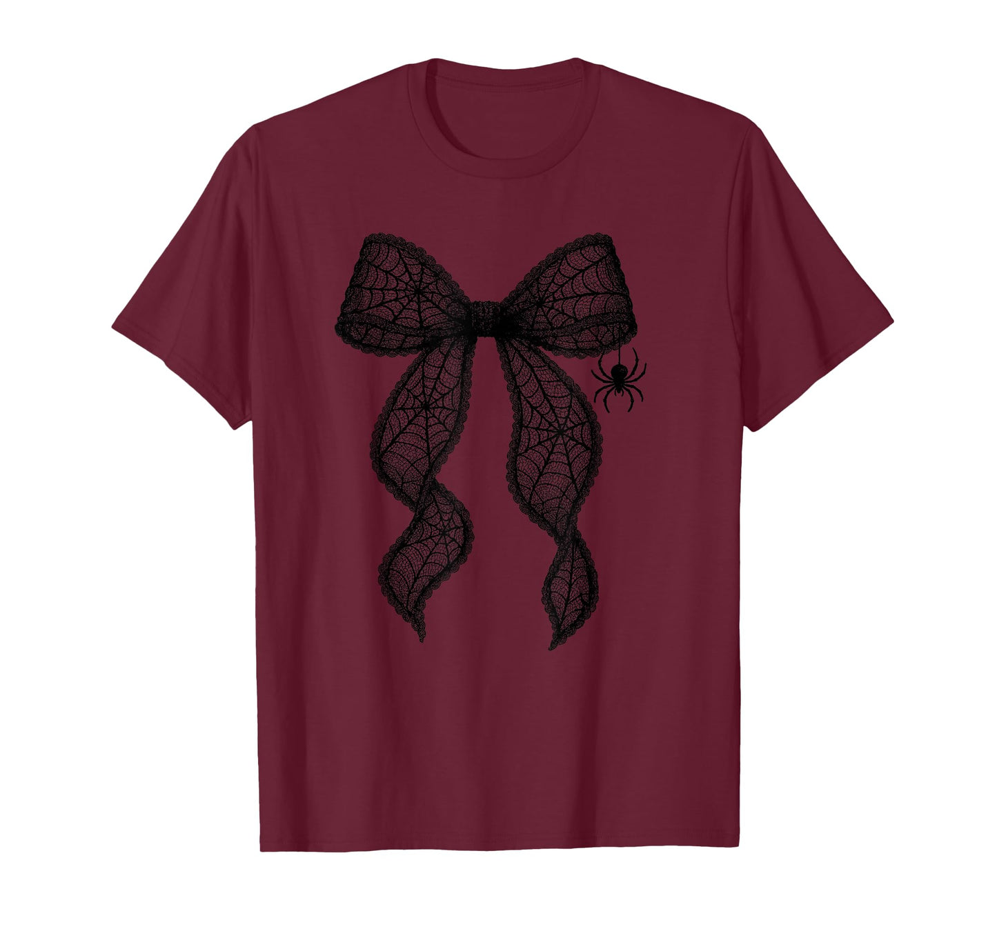 Spiderweb Bow Spooky Black Lace Bow Spider Bow Halloween T-Shirt