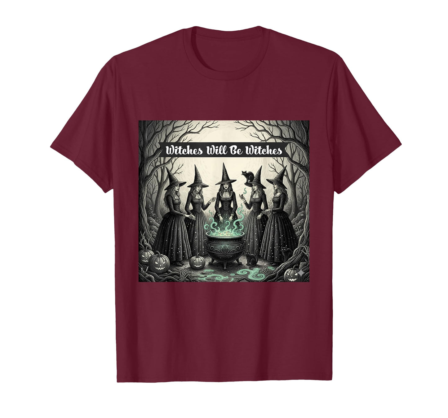 Halloween Witch Women's Tee, Spooky Gothic Design for Women T-Shirt