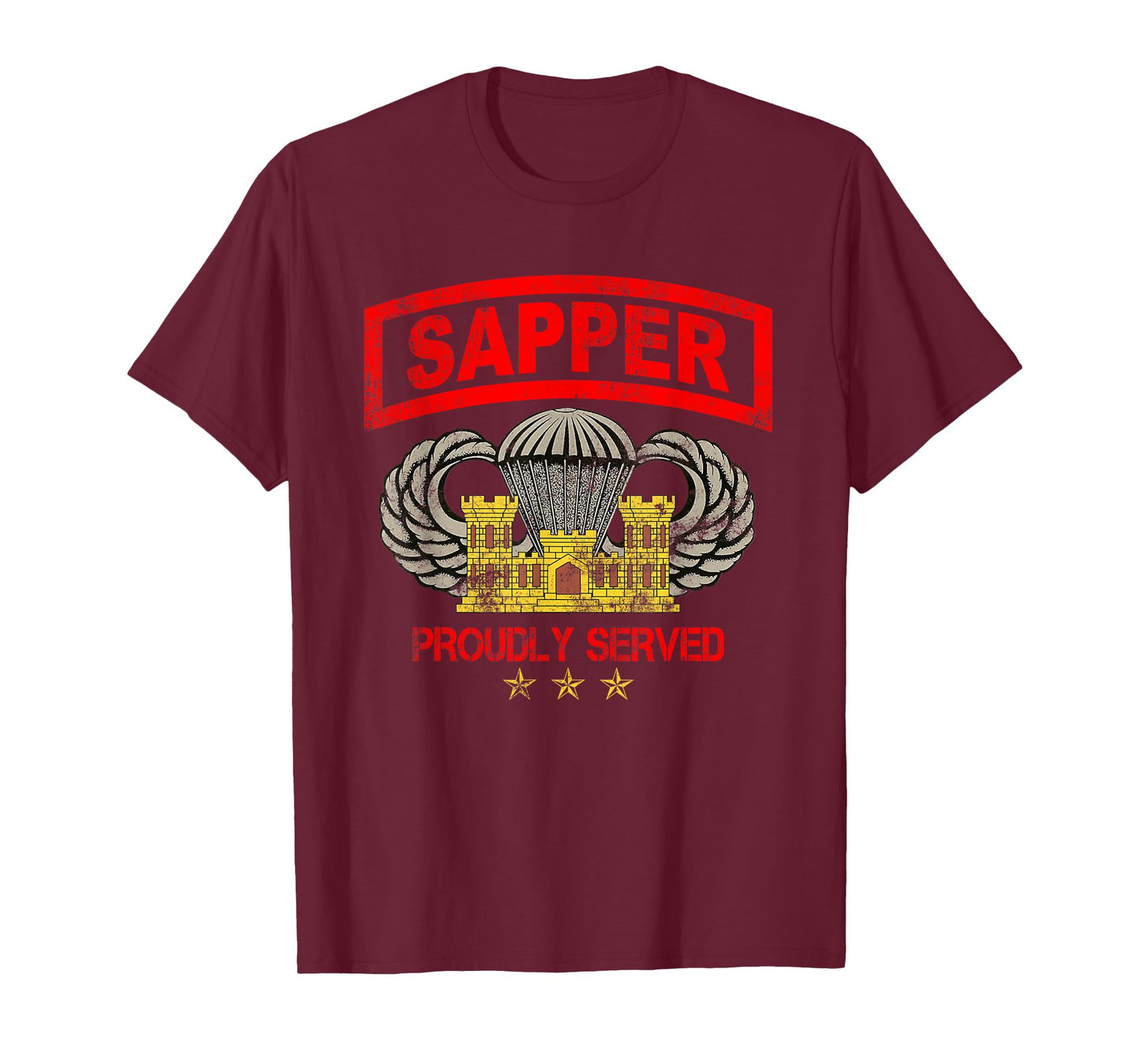Sapper Combat Engineer Veteran Vintage USA Flag Men Women T-Shirt