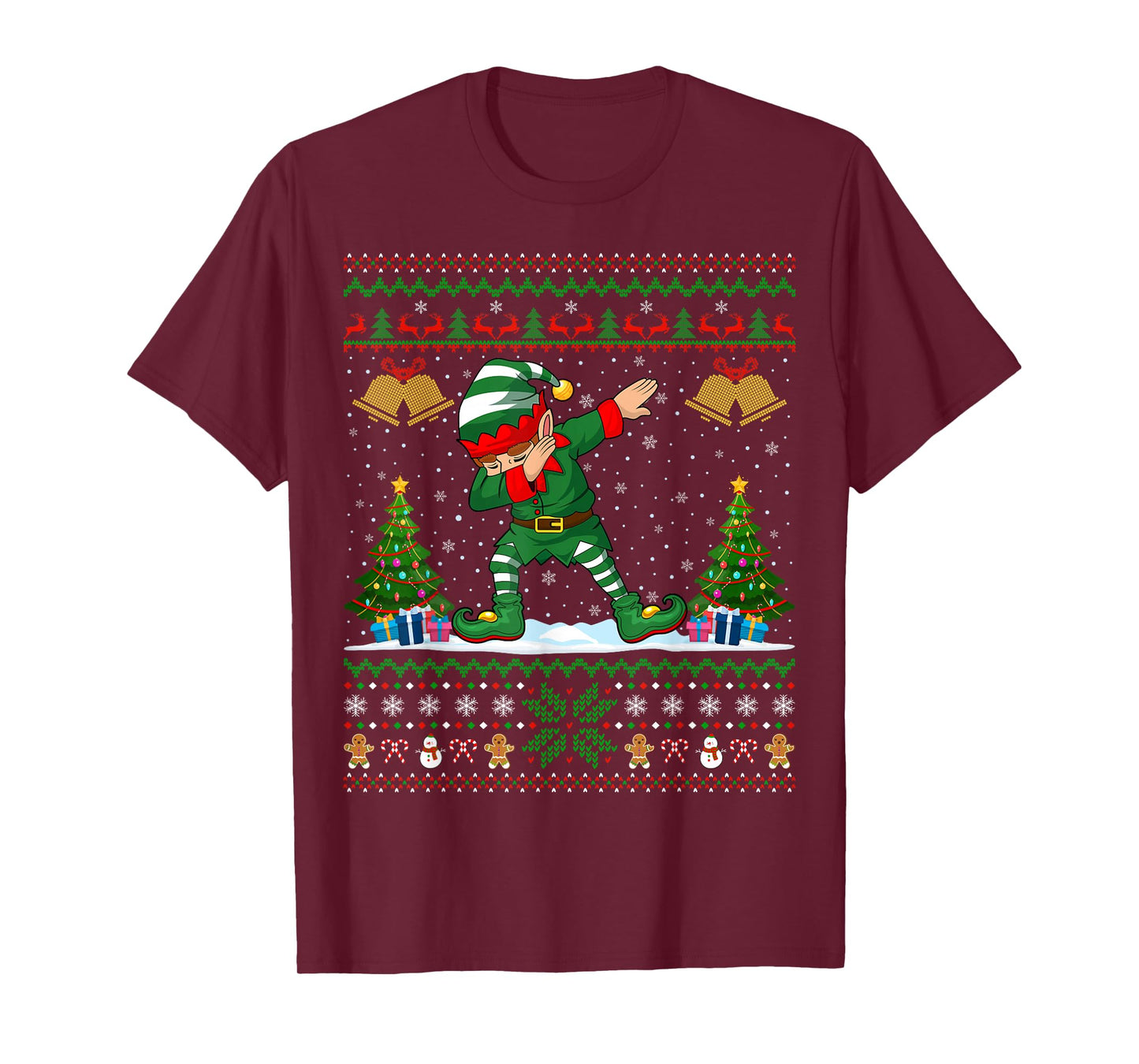 Family Matching Ugly Xmas Sweater Dabbing Elf Christmas T-Shirt