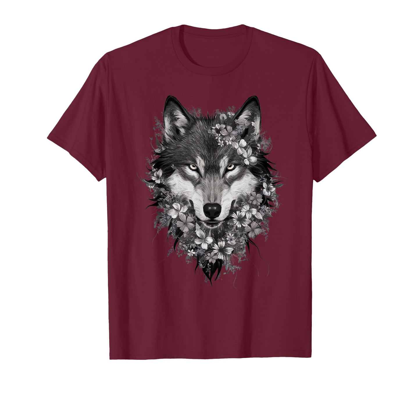 Floral Wolf Vintage Flowers Wolf Face for Wolves Lover T-Shirt