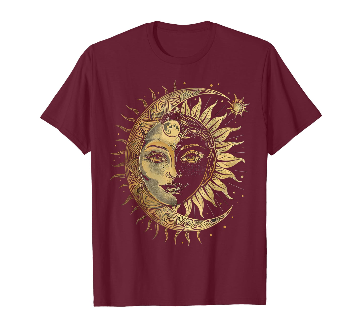 mystic sun and moon woman mystical flowers aesthetic T-Shirt