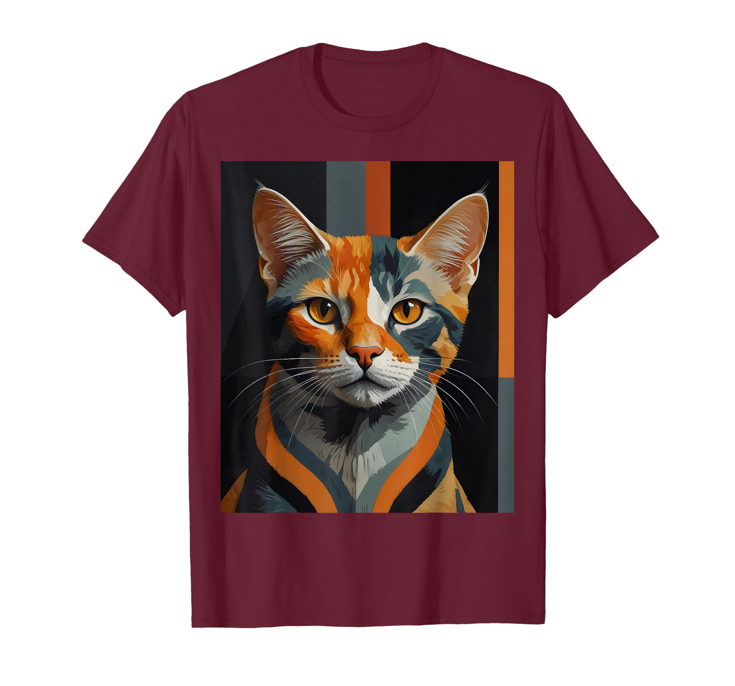 Geometric Feline Cat Abstract Cat Art For Cat Artwork Lovers T-Shirt