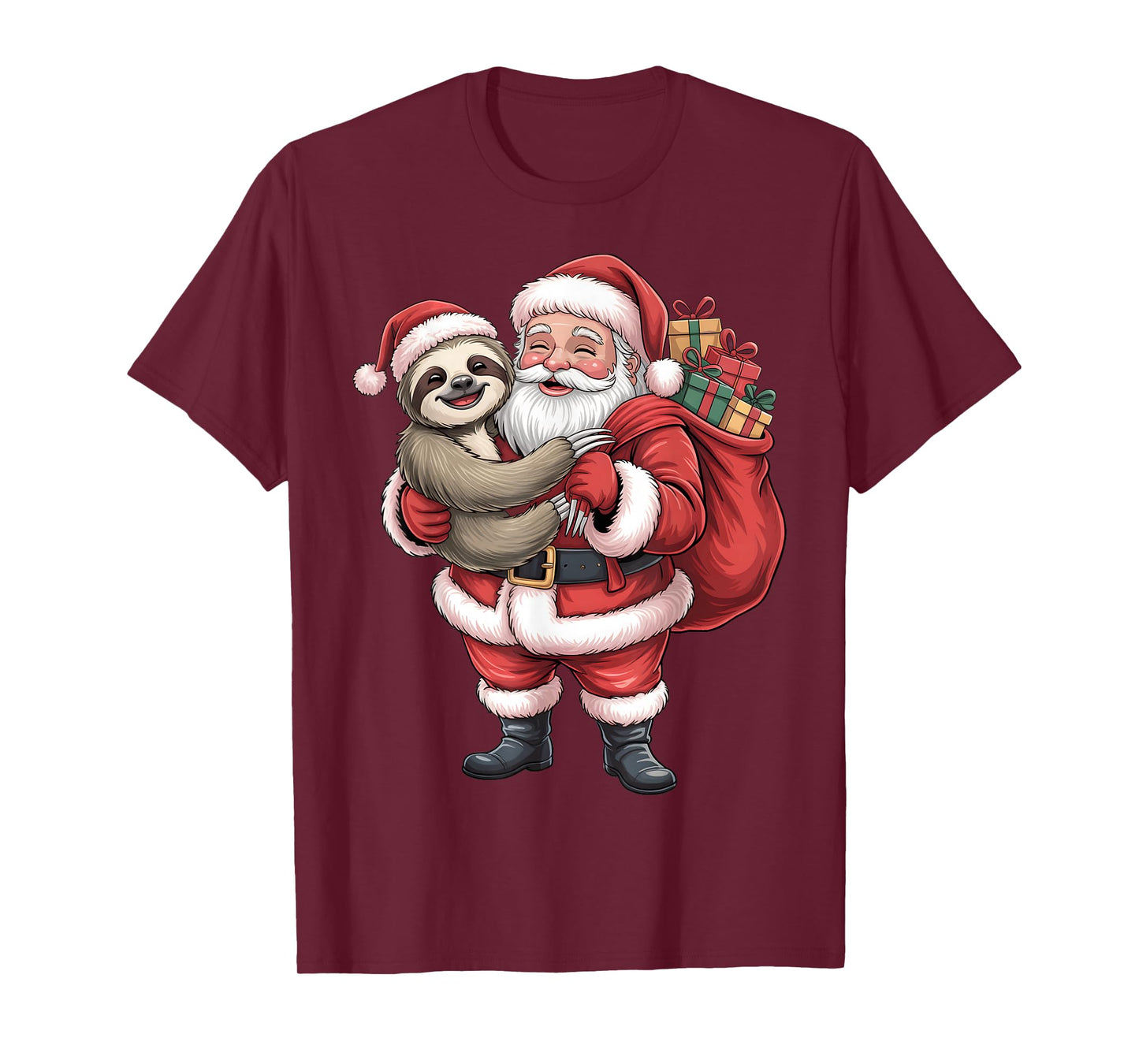 Cute Sloth Santa Christmas Holiday Cartoon Funny Sloth Gifts T-Shirt