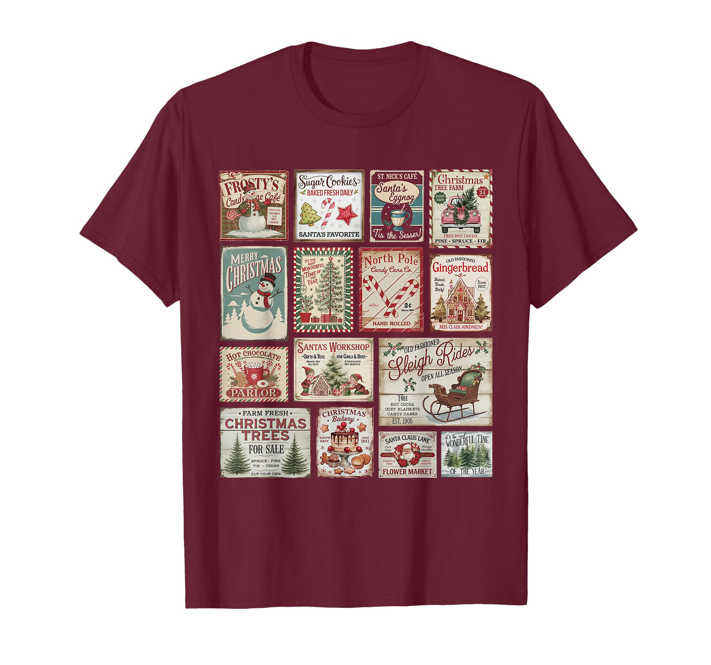 Vintage Christmas Stamps Retro Postage Santa T-Shirt