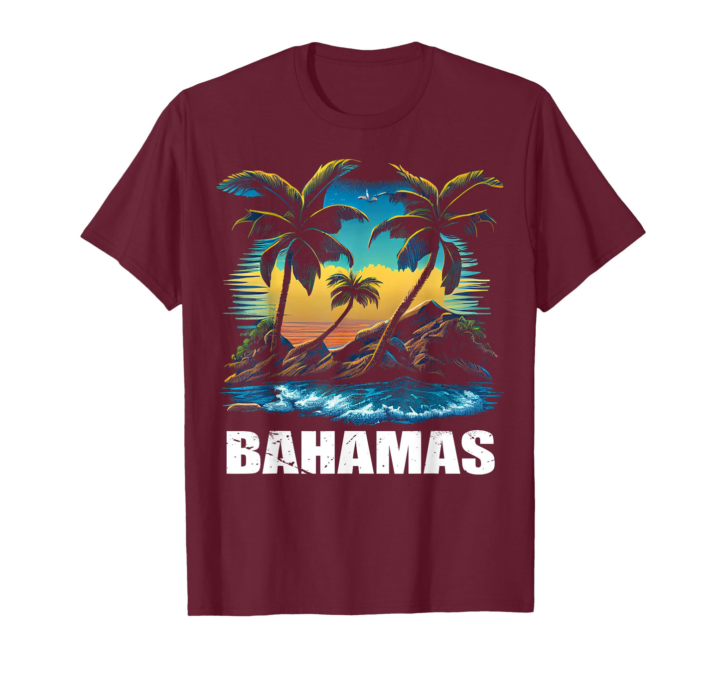Retro Bahamas Sunset Vintage Vacation Souvenir T-Shirt