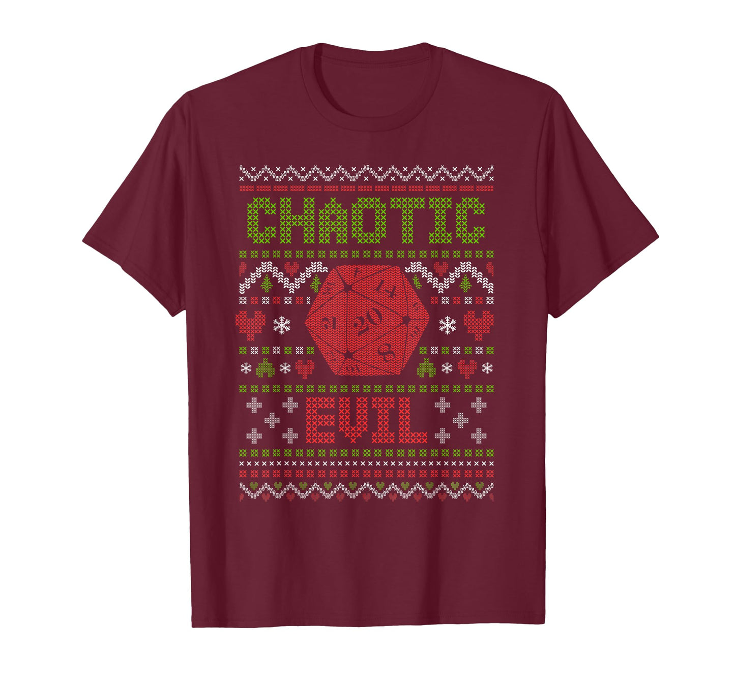 Funny RPG Gamer Ugly Christmas Sweater D20 Chaotic Evil T-Shirt