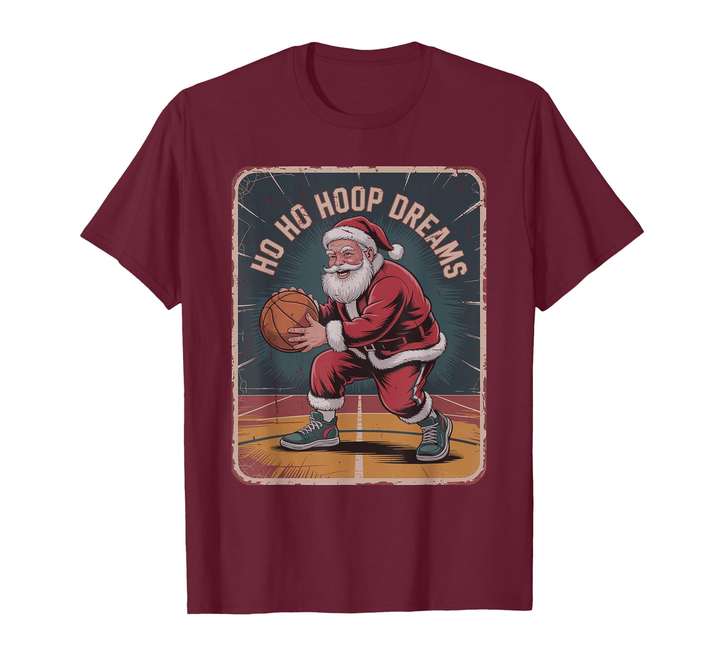 Vintage Santa Playing Basketball Retro Christmas Holiday T-Shirt