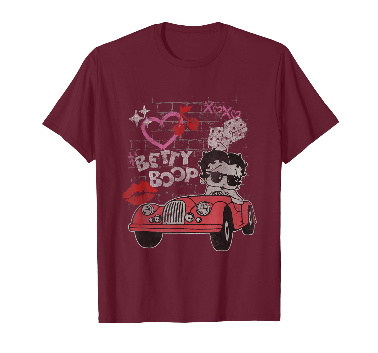 Betty Boop Kisses Distressed Heart Betty T-Shirt