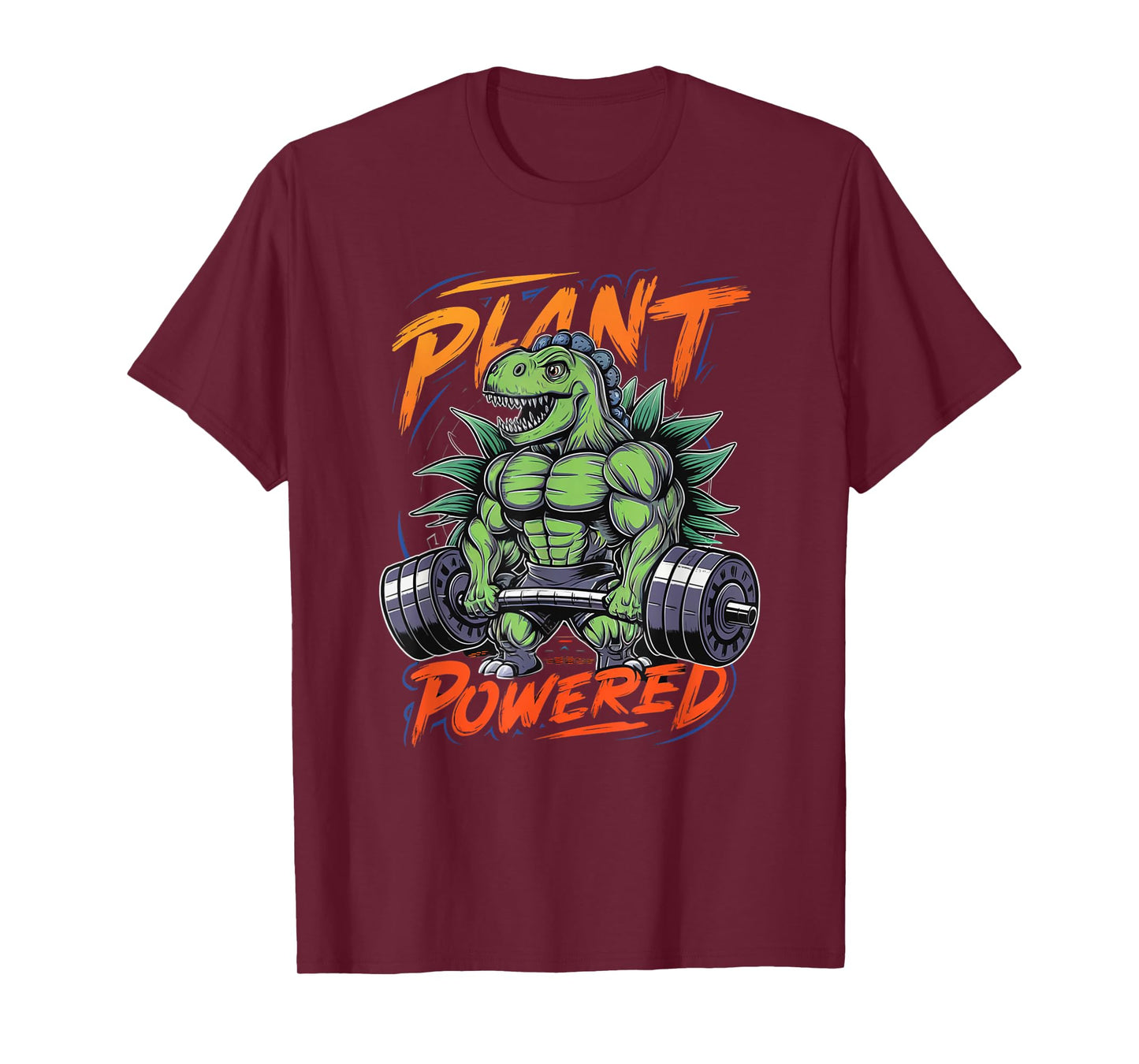 Plant Powered Dinosaur Vegan Powerlifting Gym Weightlifting T-Shirt