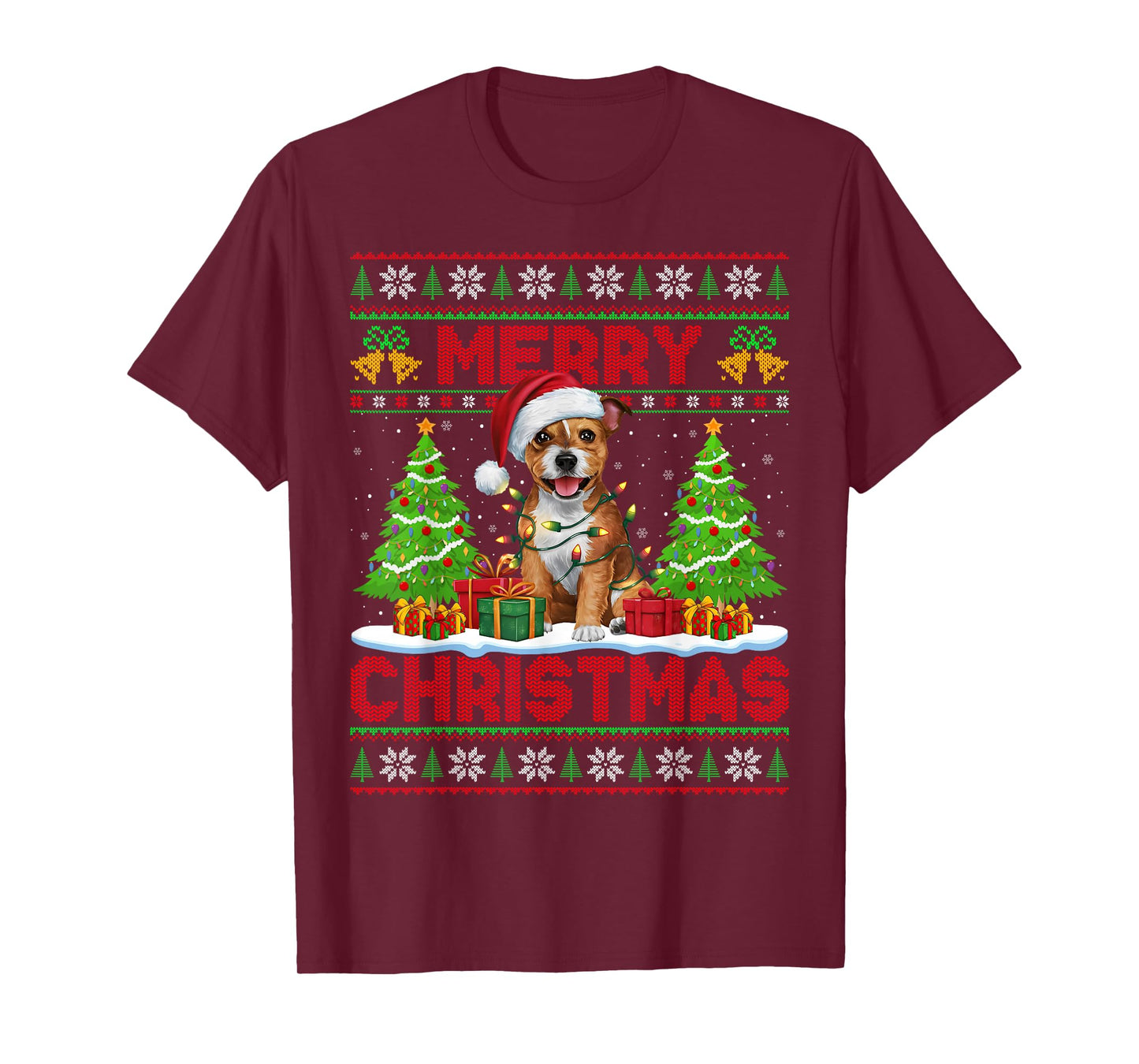 American Staffordshire Terrier Ugly Christmas Sweaters Xmas T-Shirt