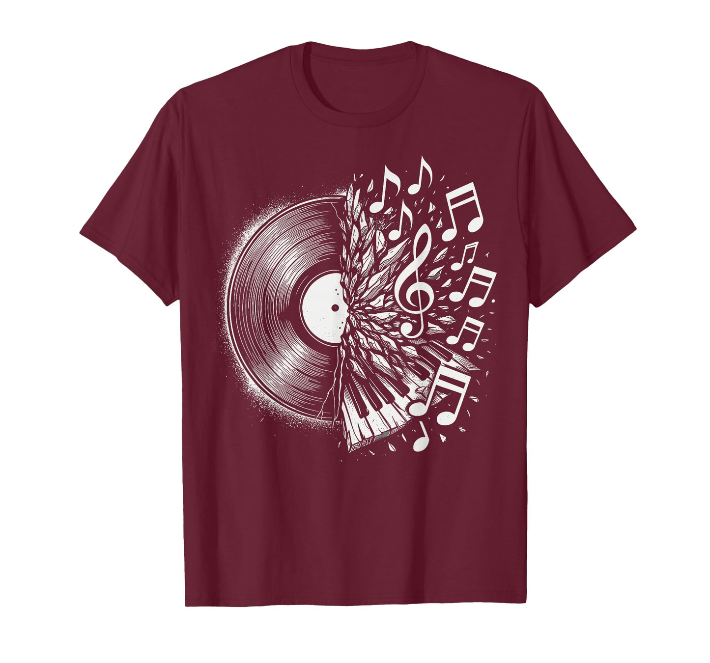 Vinyl Record Music Notes Retro Piano T-Shirt