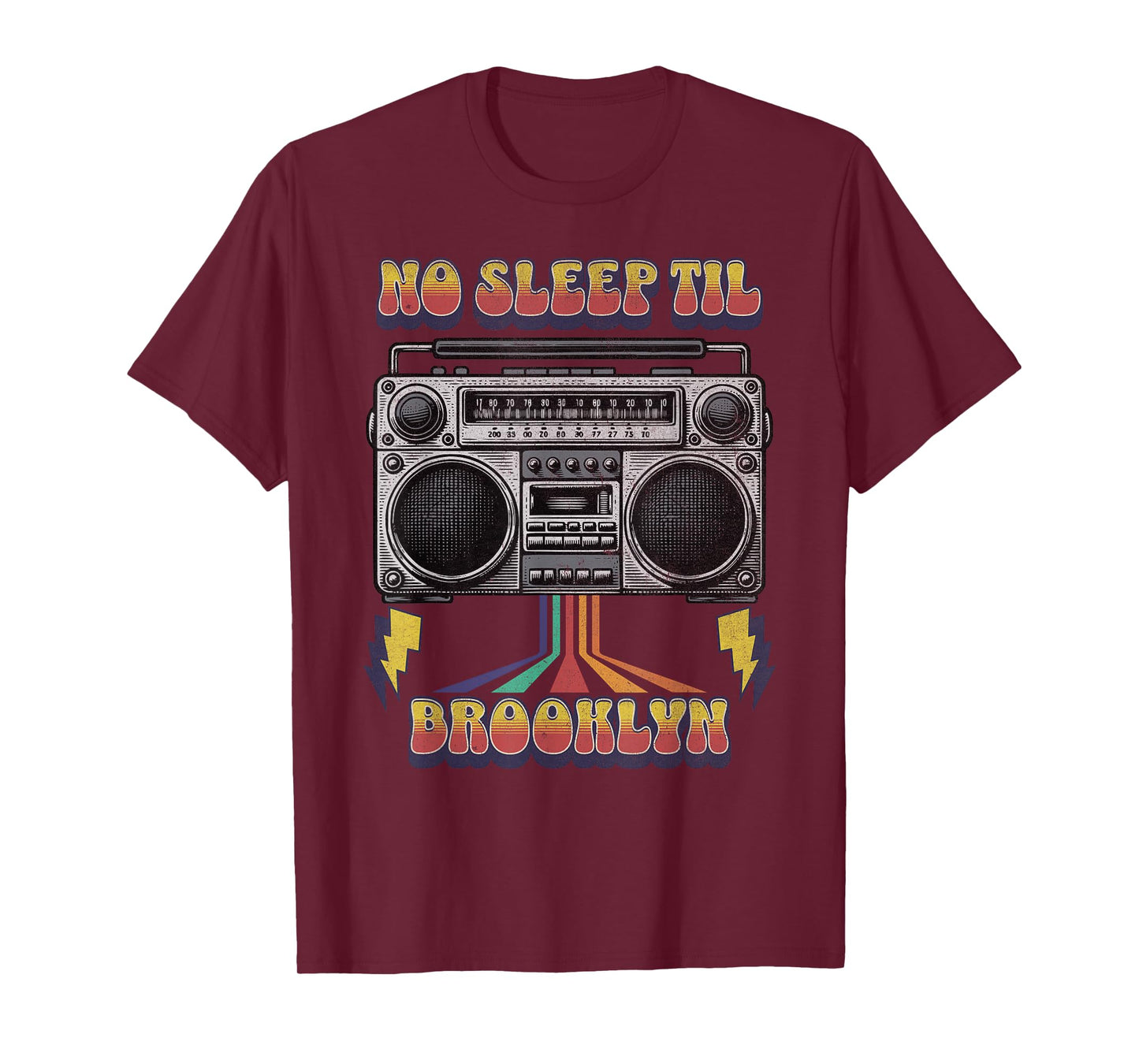 Vintage No Sleep Til Brooklyn Retro Style Stereo Radio T-Shirt