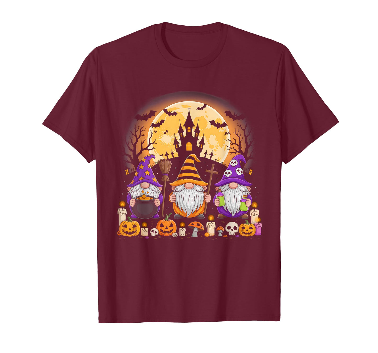 Funny Gnome Witch Pumpkin Autumn Fall Halloween T-Shirt