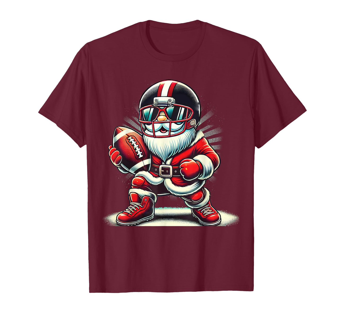 Christmas Santa Claus Football Lineman Quarterback Boys Kids T-Shirt