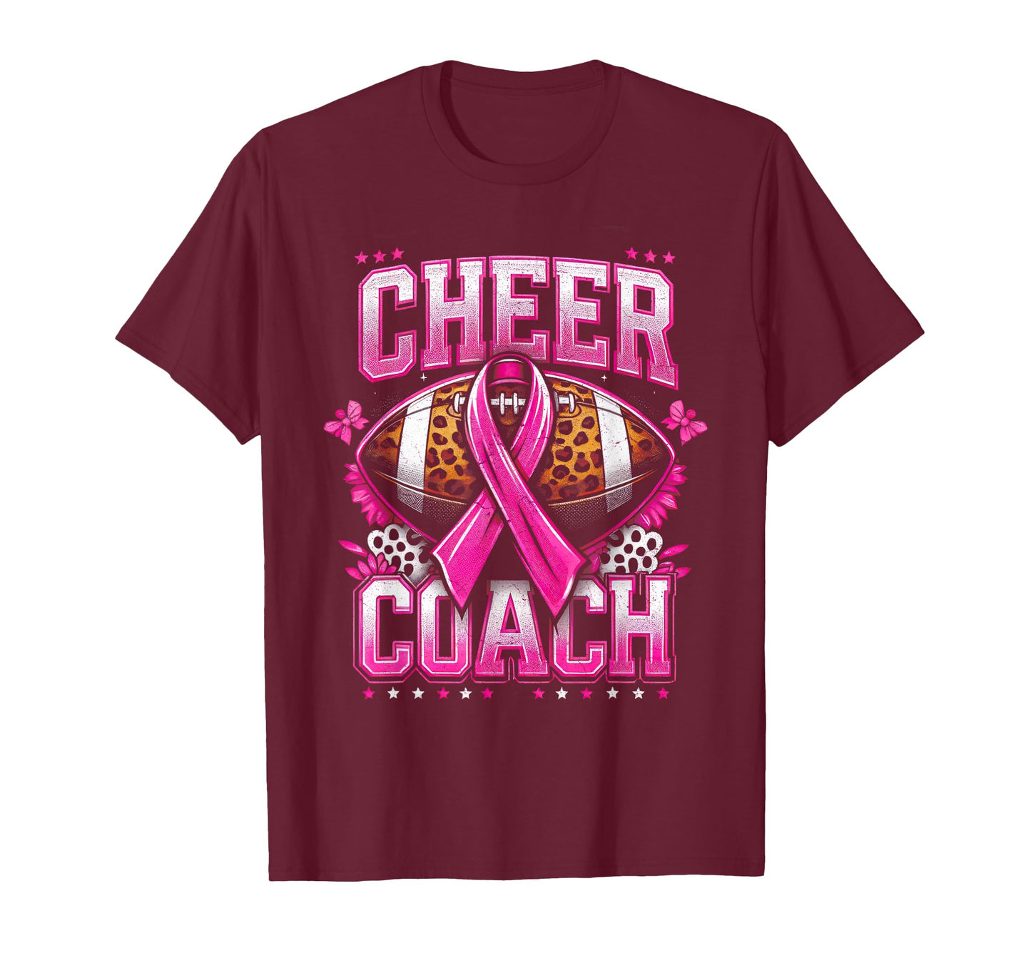 Football Cheer Coach Pink Ribbon Breast Cancer Awareness T-Shirt