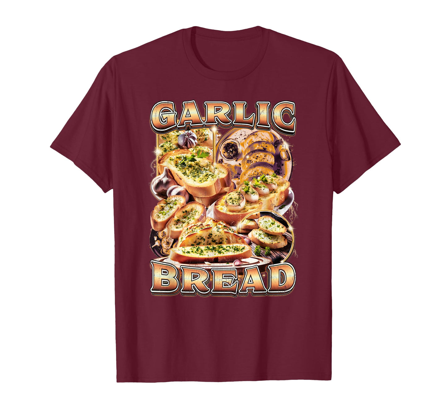 Bootleg Rap Style Garlic Bread Meme Food Ironic Vintage 90s T-Shirt