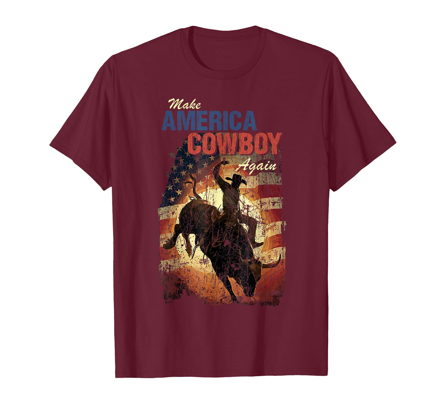 Make America Western Cowboy Again Retro 4th Of July Tee Gift T-Shirt