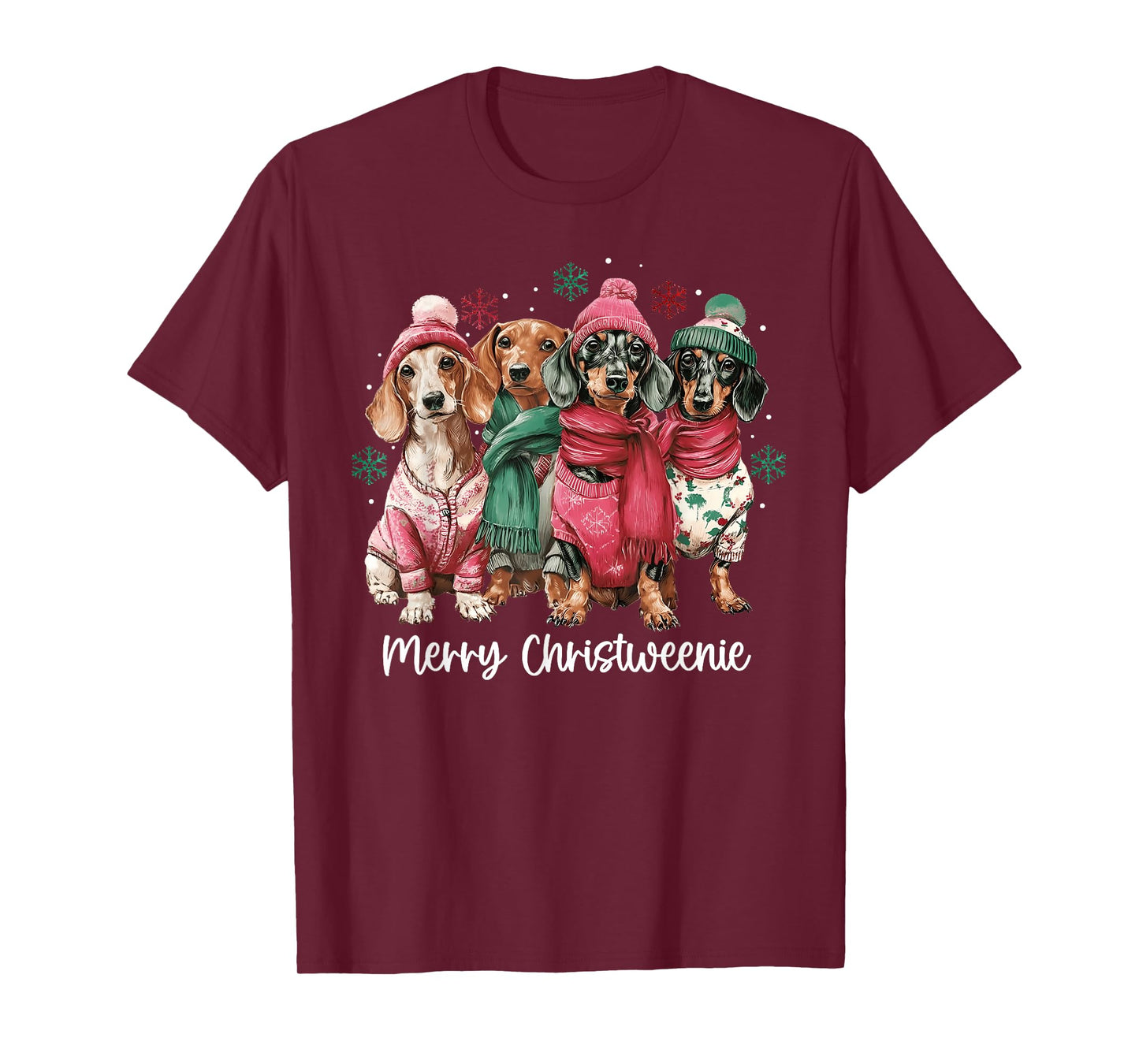 Merry Christmas Dachshund Dog Xmas Wiener Women Men Kids T-Shirt