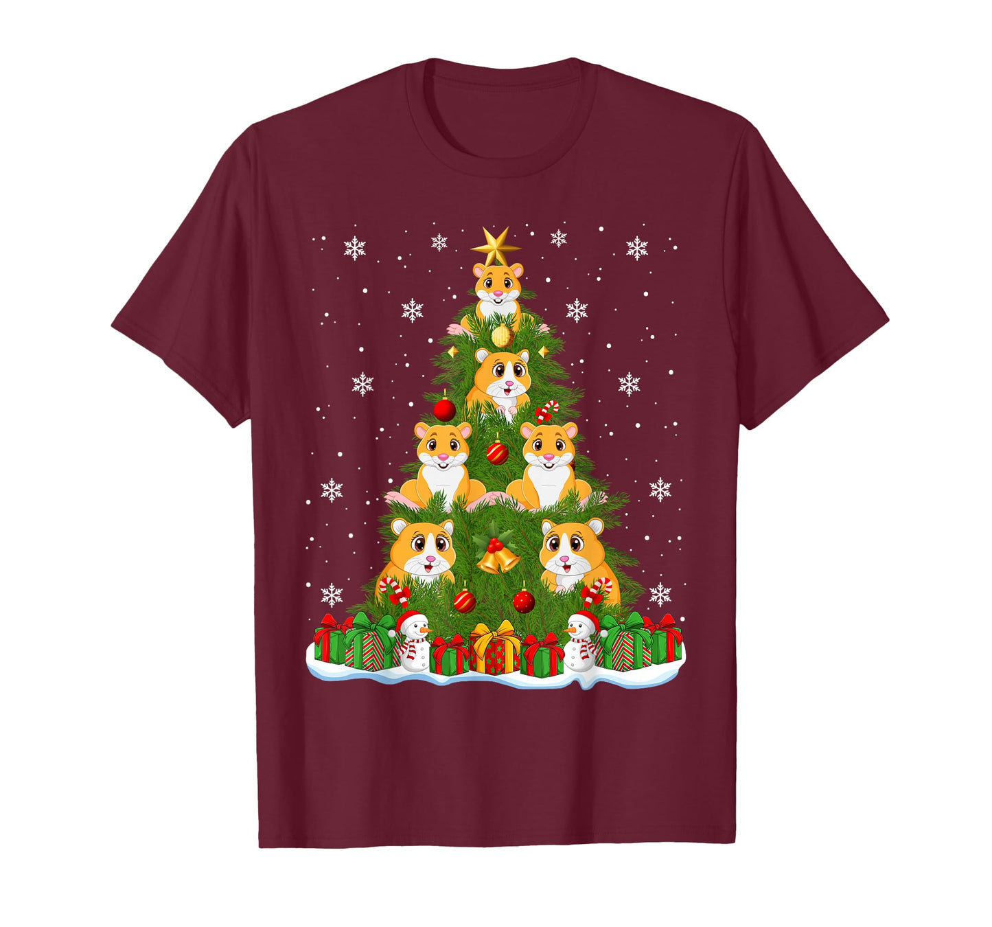 Cute Hamster Christmas Tree Holiday Decor Funny Xmas Lights T-Shirt