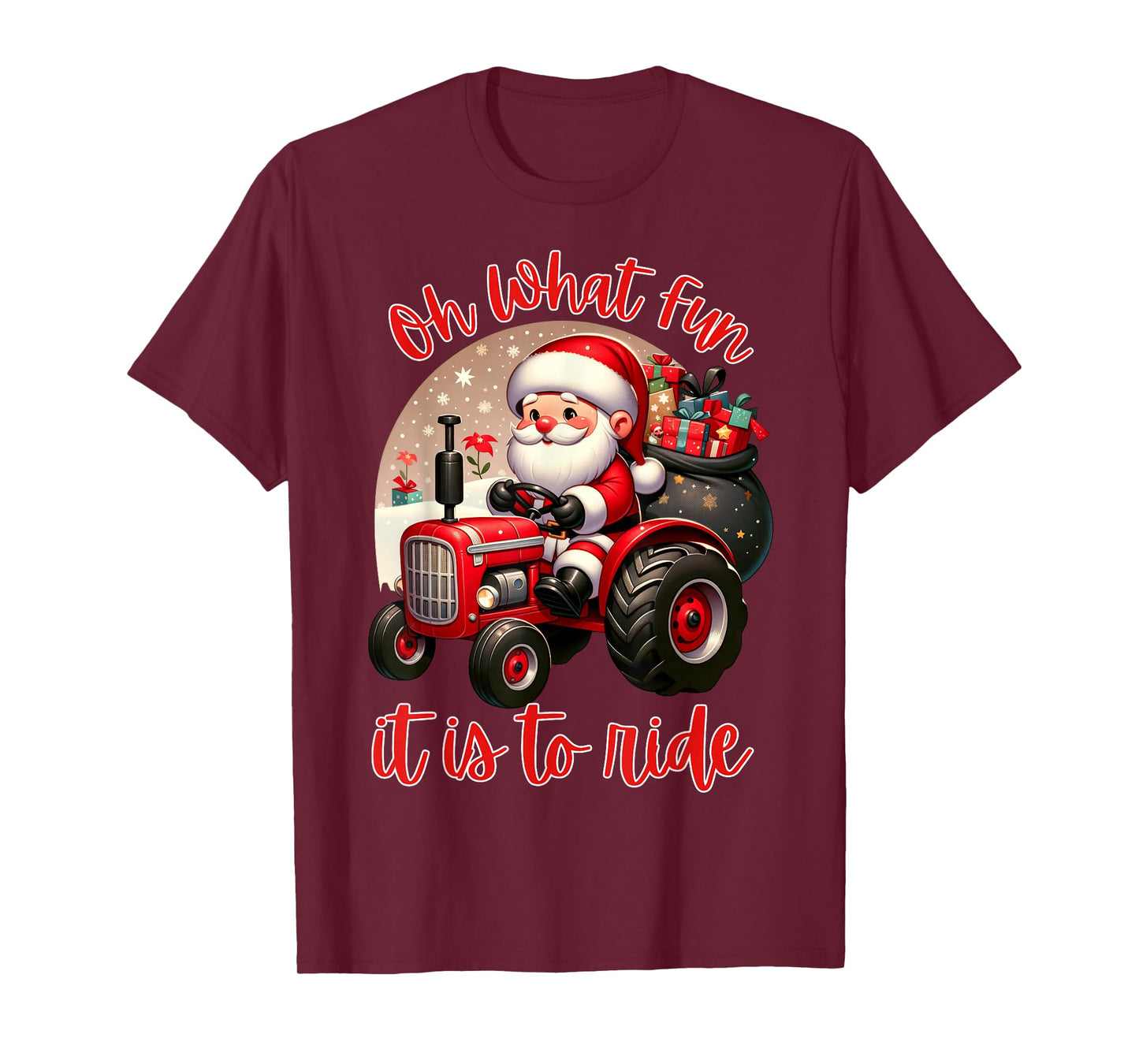 Farm Truck Oh What Fun It is to Ride Santa Tractor Christmas T-Shirt