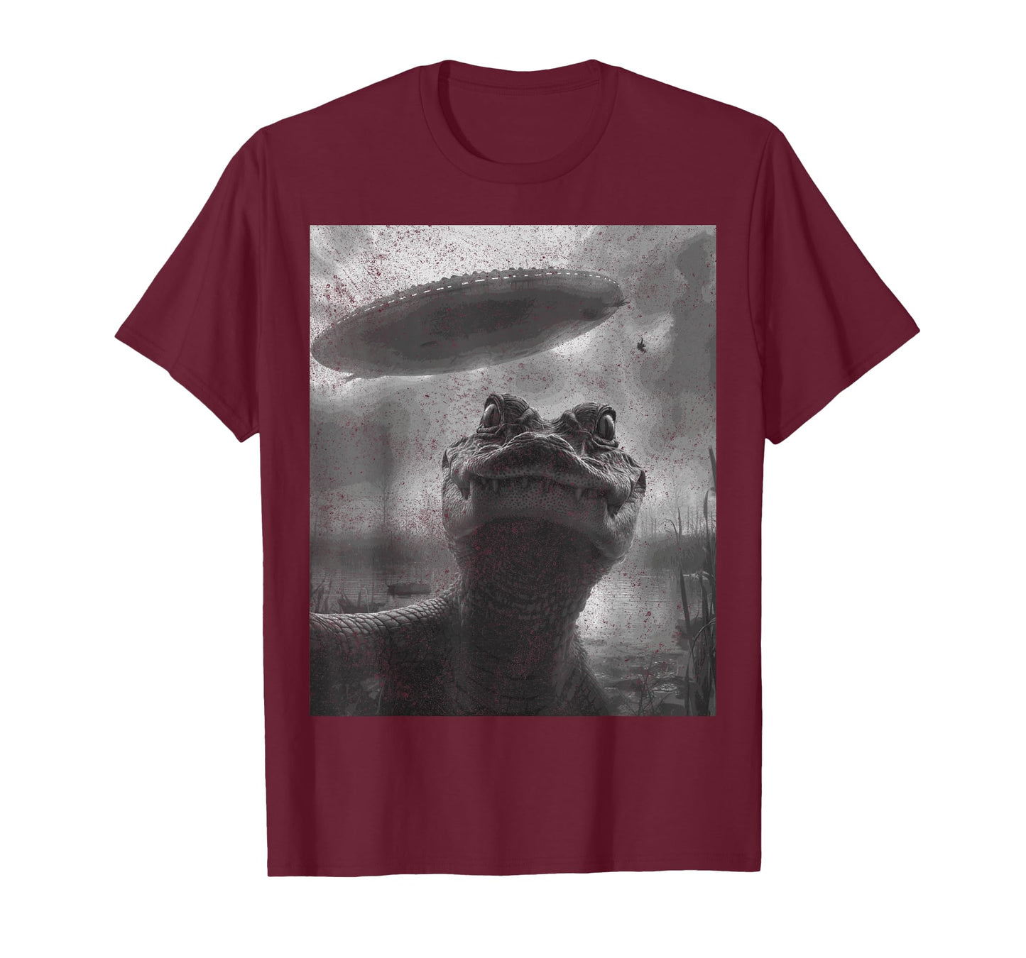 Alligator Selfie with Alien UFO Funny T-Shirt