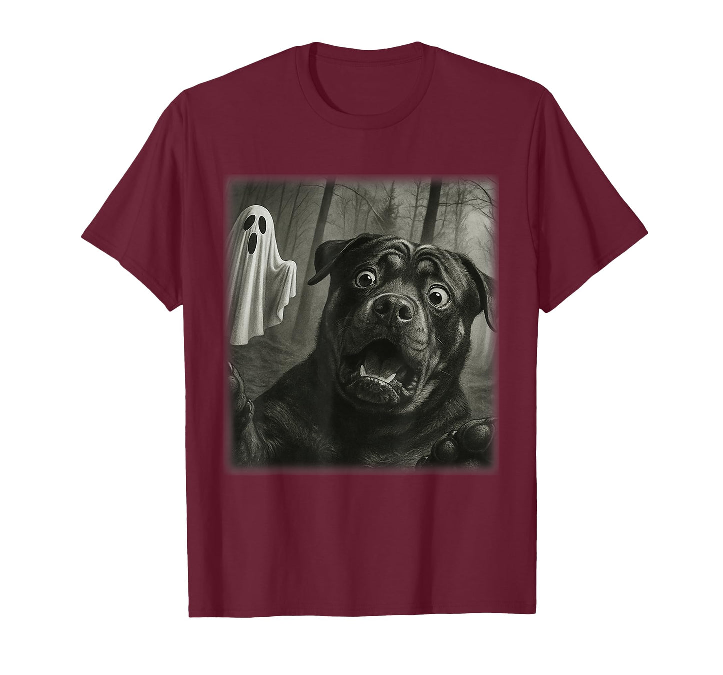Funny Halloween Rottweiler Dog Selfie with Spooky Ghost T-Shirt