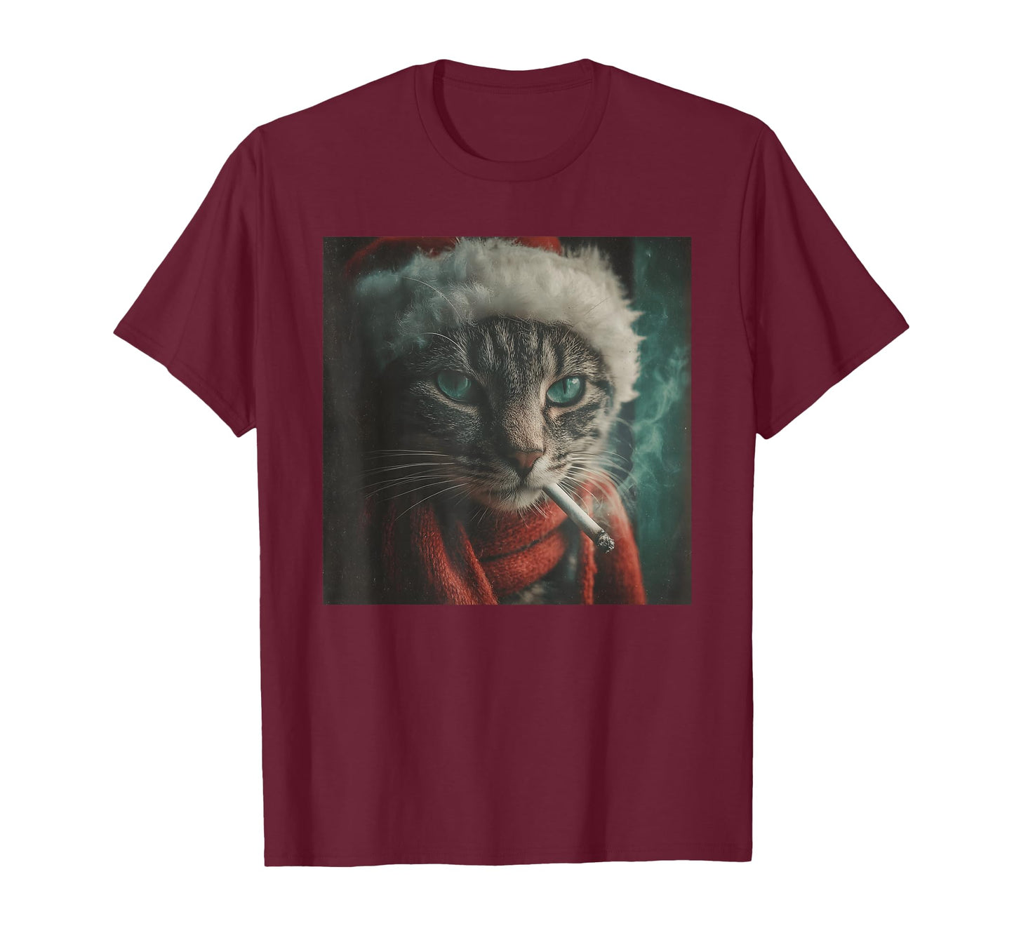 Santa Cat Cigarette Noir Holiday Winter Scarf Festive T-Shirt