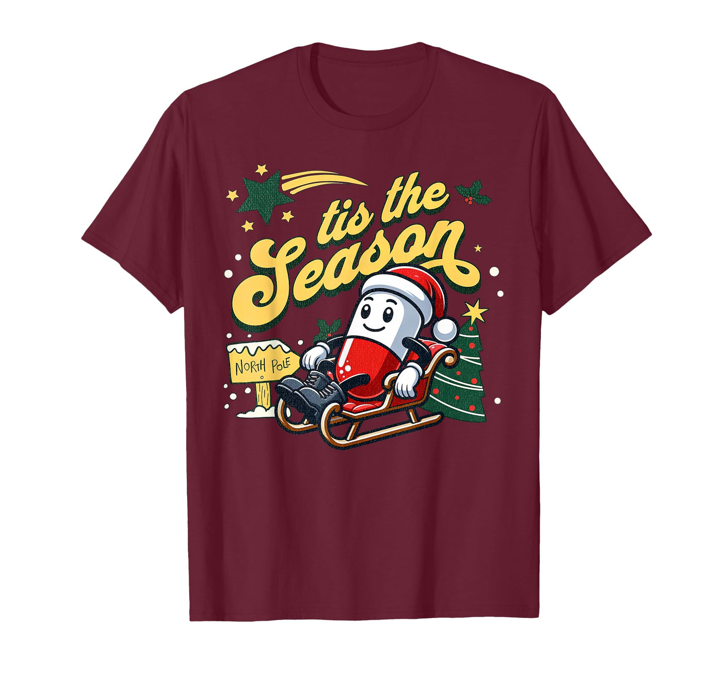 Tis The Season Pharmacy Christmas Pill Santa Pharmacist Tech T-Shirt