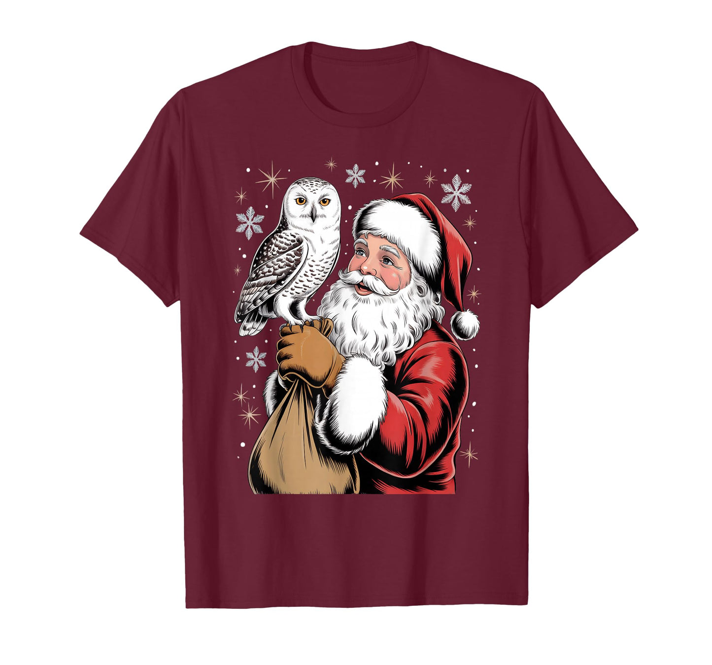 Cute Owl Santa Christmas Holiday Cartoon Funny Santa Owl Kid T-Shirt