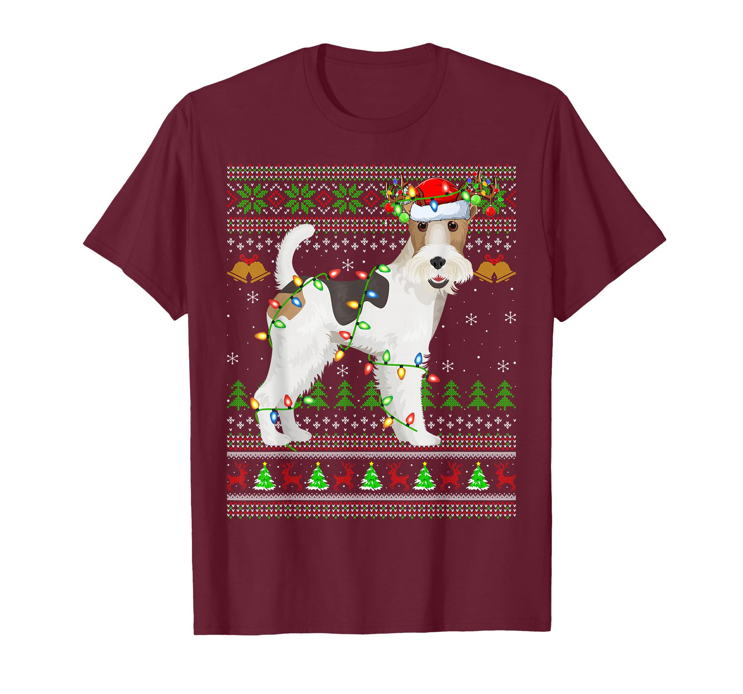 Fox Terrier Dog Ugly Christmas Sweaters Holiday Santa Xmas T-Shirt