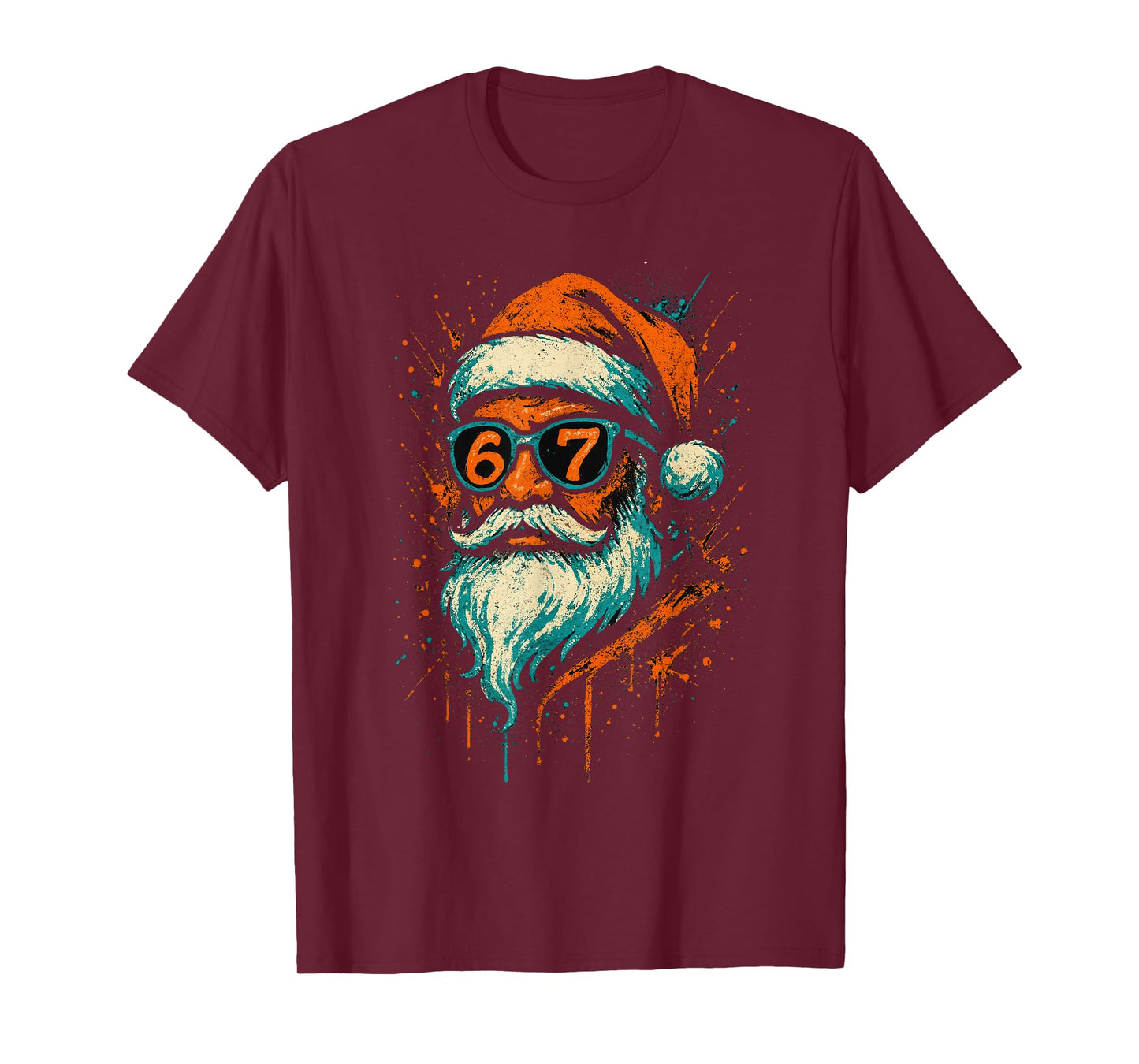 67 Christmas Santa Face 6 7 Meme Six Seven Teen Boys Kids T-Shirt