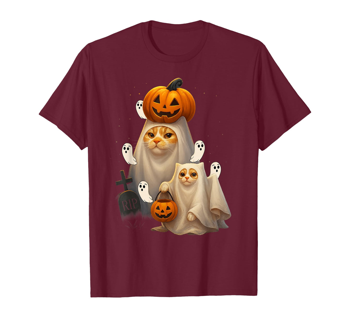 Witch Cat Meme Halloween Funny Ghost Kitty Men Women T-Shirt
