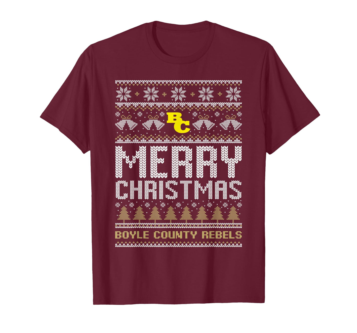Boyle County Rebels Logo Merry Christmas Ugly Sweater HS T-Shirt